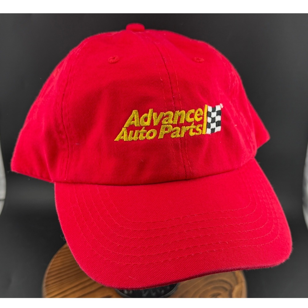 Advance Auto Parts-Red Baseball Cap Hat, Cotton, Embroidered Logo, Adjustable